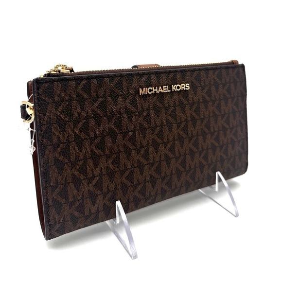 Michael Kors Large Double Zip Wallet Wristlet Brown - Picture 4 of 10